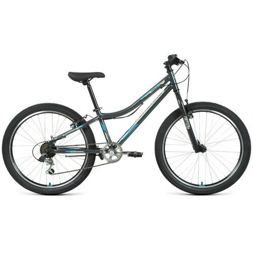 Велосипед FORWARD TITAN 24 1.0 (24' 6 ск. рост. 12') 2022, темно-серый/бирюзовый, RBK22FW24018