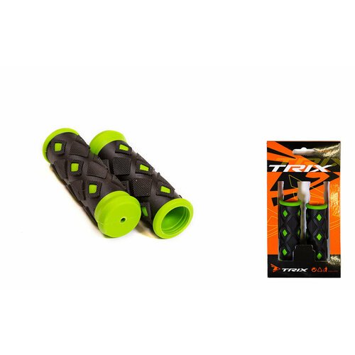 Грипсы TRIX, для детских велосипедов, резиновые, 95мм, черно-зеленые
