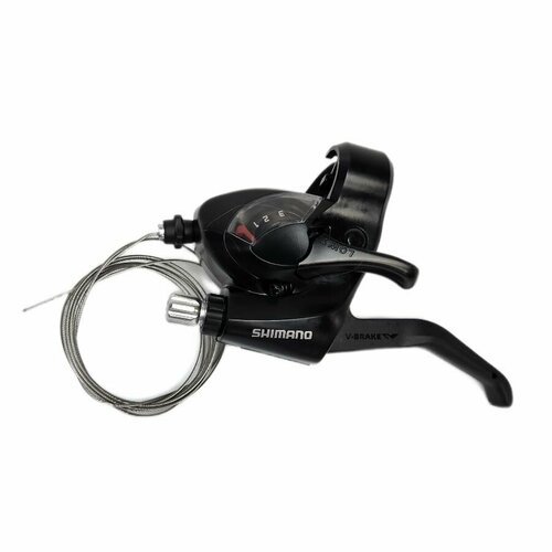 Шифтер/тормозная ручка Shimano Tourney EF41, левый, 3 cк, трос 1800 мм, черный/590135