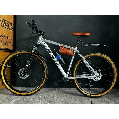 'Взрослый горный велосипед RICHIESTO 29 с алюминиевой рамой 21', серый\коричневый глянец модель 2024