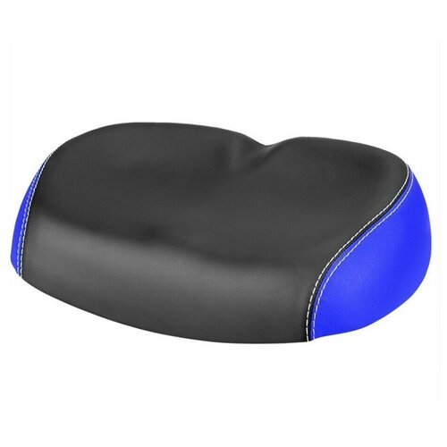 Широкое большое мягкое сиденье для велосипеда, из полиуретана с подкладкой - черное с синим