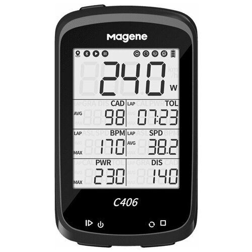 Беcпроводной GPS велокомпьютер Magene С406 - 37 функций (совместим с датчиками: скорости, каденса, пульса, измерителя мощности)