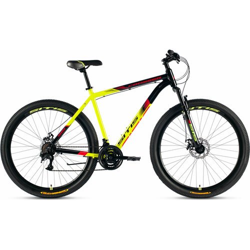 Велосипед горный SITIS CROSSER SCR29MD 29' (2024), хардтейл, взрослый, мужской, алюминиевая рама, 21 скорость, дисковые механические тормоза, цвет Black-Yellow-Red, черный/желтый/красный цвет, размер рамы 21', для роста 185-195 см