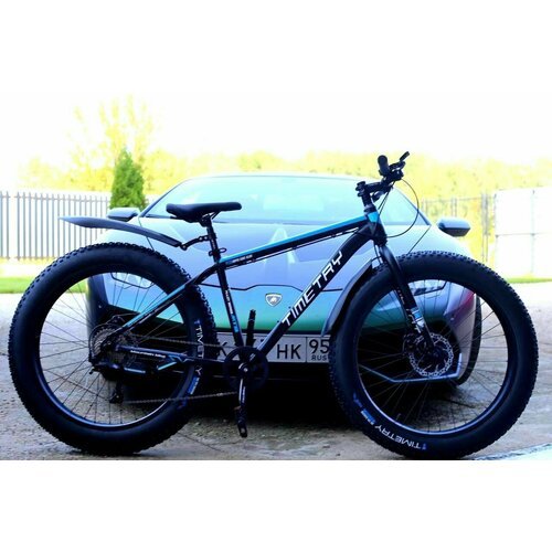 Велосипед фэтбайк Richiesto 089 26 дюймов, алюминиевый, 17 рама, 9 скоростей, черно-синий