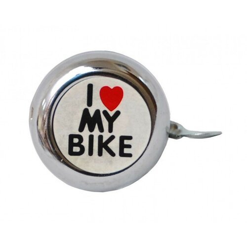 Звонок велосипедный стальной детский с рисунком 'I love my bike'