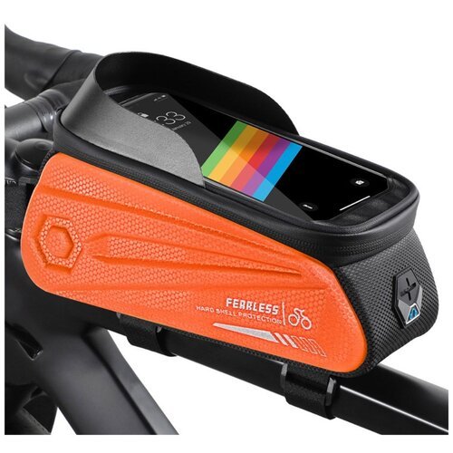 Велосипедная водонепроницаемая сумка для телефона West Biking с креплением на раму, с доступом к сенсорному экрану до 7 дюймов, оранжевая
