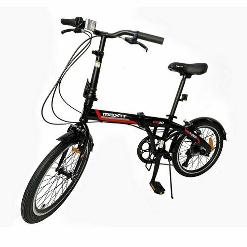 Велосипед складной MAXIT D030-RD, 7 скоростей, черный/красный