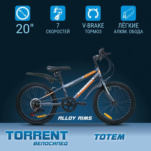 Велосипед TORRENT Totem (рама сталь 10,5', подростковый, 7 скоростей, колеса 20д.)