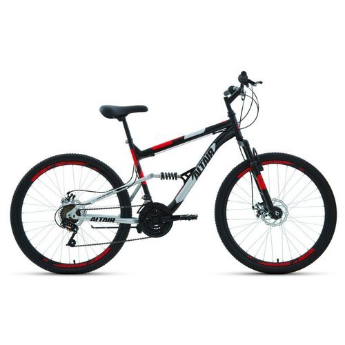 Велосипед горный двухподвес ALTAIR MTB FS 26 2.0 disc 26' 18' черный/красный RBKT1F16E018 2021 г.