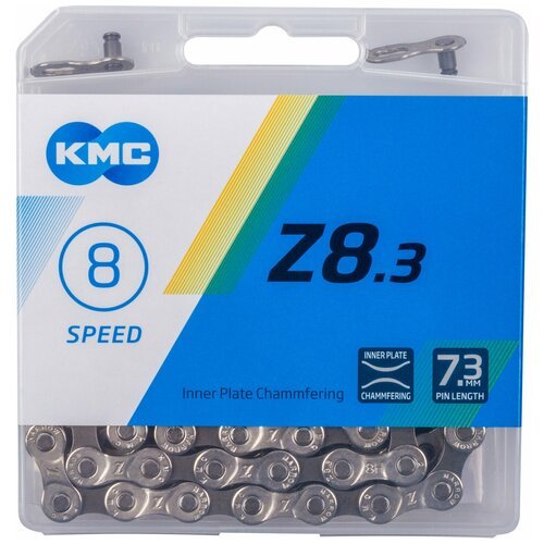 Цепь для велосипеда KMC Z-8.3 на 7-8 скоростей 114 звеньев, серебристая, с замком