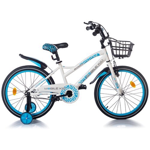 Велосипед детский с тренировочными колесами Mobile Kid Slender, 20 дюймов, бело-голубой
