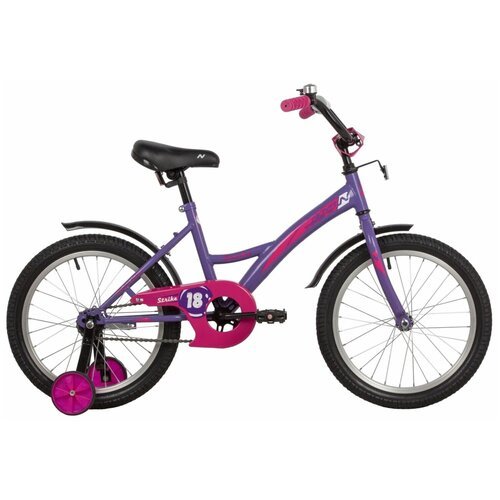Велосипед NOVATRACK 18' STRIKE фиолетовый, тормоз ножной, крылья короткие, защита А-тип / велосипед детский
