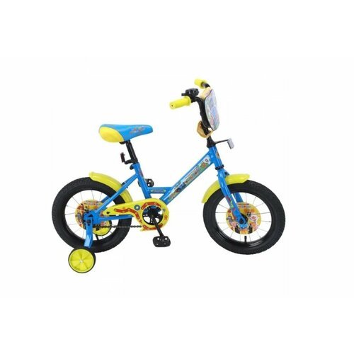 Велосипед двухколесный 14 'Синий Трактор' gw-тип (голубой-желтый) щиток, звонок, страховочные колеса