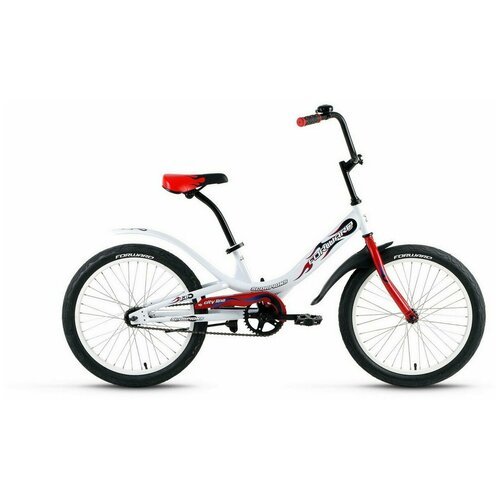 Велосипед FORWARD SCORPIONS 20 1.0 (20' 1 ск. рост 10.5') 2020-2021, белый/красный, RBKW15N01003
