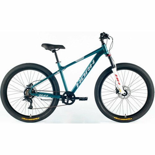 Велосипед горный HORH ROHAN RHD 7.0 27.5' (2024), хардтейл, взрослый, мужской, алюминиевая рама, 7 скоростей, дисковые гидравлические тормоза, цвет Dark Turquoise-Grey-Red, темно-бирюзовый/серый/красный, размер рамы 15', для роста 160-170 см