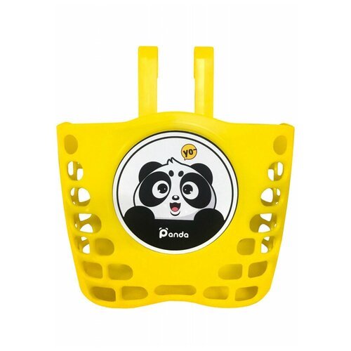 Корзина 00-170538 детская 19х12,5х14,5см пластиковое универсальное крепление на руль 2-мя ремешками, желтая панда