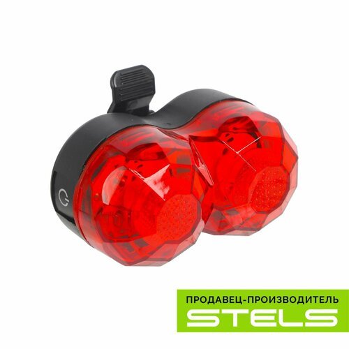Задний фонарь для велосипеда STELS JY-600T, 2 светодиода, 3 режима, красно-чёрный NEW (item:030)