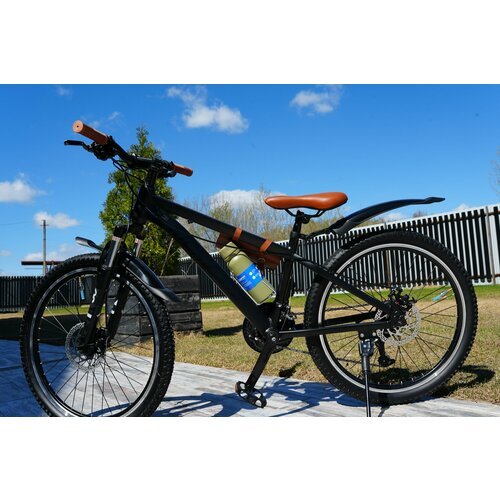 Велосипед горный RICHIESTO 24' Подростковый Детский Унисекс, модель 2024 года, черный/коричневый матовый
