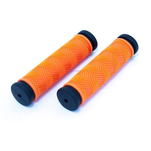 Ручки на руль С127 CLARKS, резиновые, антискользящая поверхность, 130мм, оранжево-черные, 3-462