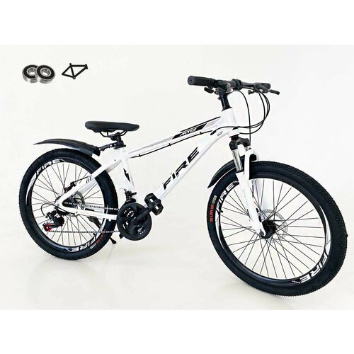 Велосипед горный подростковый 24 FIRE 2024/алюминиевая рама/рост 140-160/велосипед мужской, женский, подростковый/с амортизацией/белый