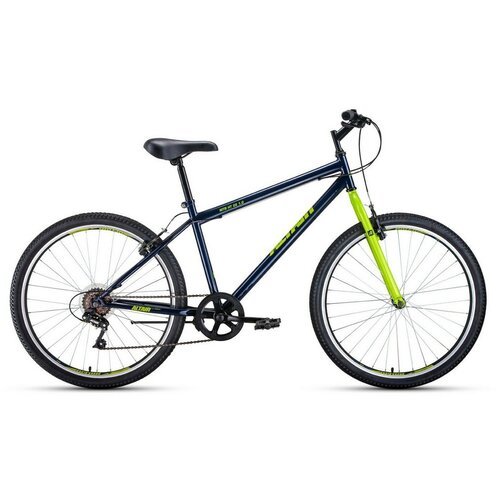 Велосипед ALTAIR MTB HT 26 1.0 (26' 7 ск. рост. 17') 2022, темно-синий/зеленый, RBK22AL26100