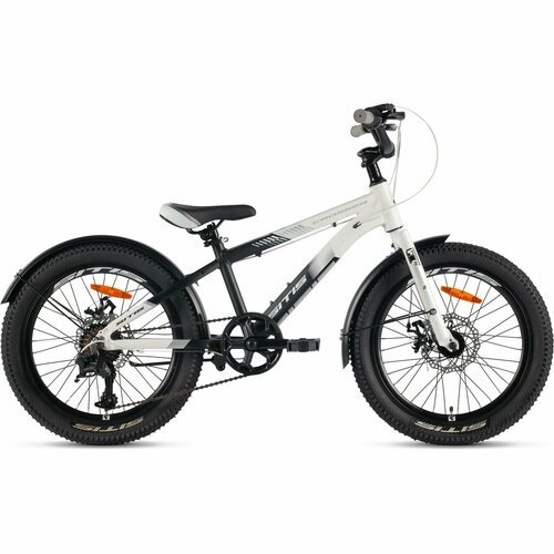 Велосипед горный SITIS CROSSER SCR24MD 24' (2024), хардтейл, детский, для мальчиков, алюминиевая рама, 7 скоростей, дисковые механические тормоза, цвет White-Black-Grey, черный/серый/желтый цвет, размер рамы 12', для роста 130-145 см