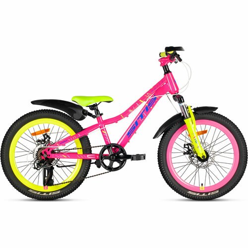 Велосипед SITIS DAISY 20' 7sp (2024) Purple-Green-Navy, детский для девочек, сталь, 7 скоростей, дисковые механические, колеса 20, рост 120-135 см