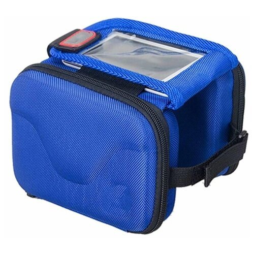 Компактная сумка на раму велосипеда с водонепроницаемым чехлом для телефона, синяя, 19х12х5 см