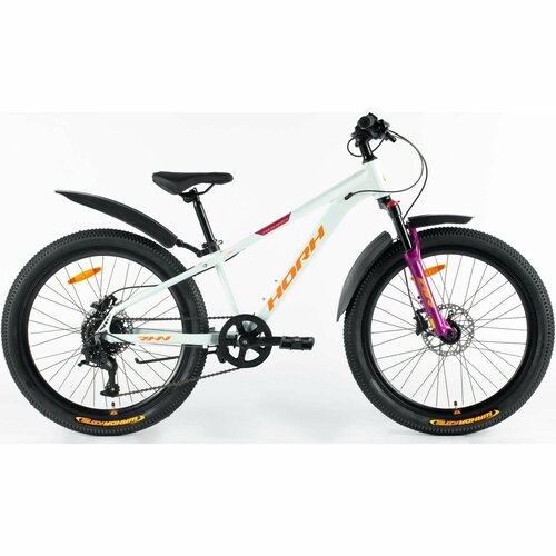 Велосипед HORH ROHAN RHD 4.1 24' (2024) Light Grey-Orange-Purple, подростковый для мальчиков, алюминий, 8 скоростей, дисковые гидравлические тормоза, размер рамы 12, рост 130-145 см