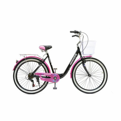 Городской велосипед Hogger Sigoura 26 V, рама 20, черно-розовый
