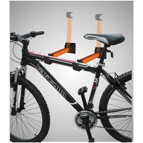 Держатель велосипеда за раму, система хранения велосипеда дома, в гараже, на балконе, подвес велосипеда на стену, ESSE (RC1815A) оранжевый