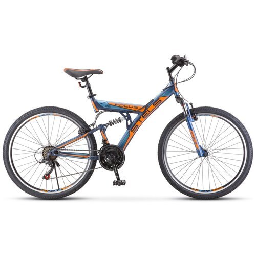 Горный (MTB) велосипед STELS Focus V 26 18-sp V030 (2021) темно-синий/оранжевый 18' (требует финальной сборки)