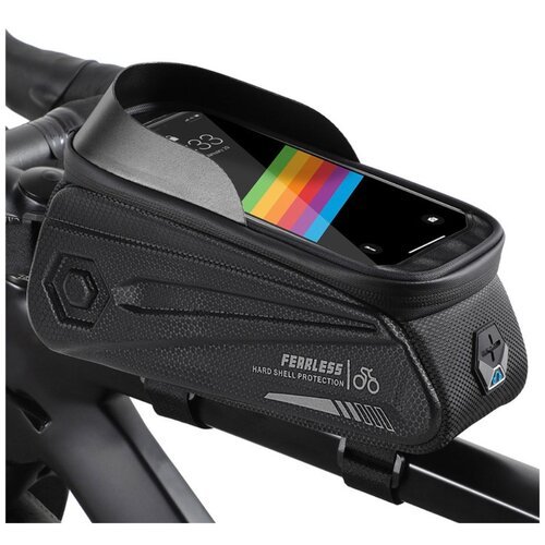 Велосипедная водонепроницаемая сумка для телефона West Biking с креплением на раму, с доступом к сенсорному экрану до 7 дюймов, черная