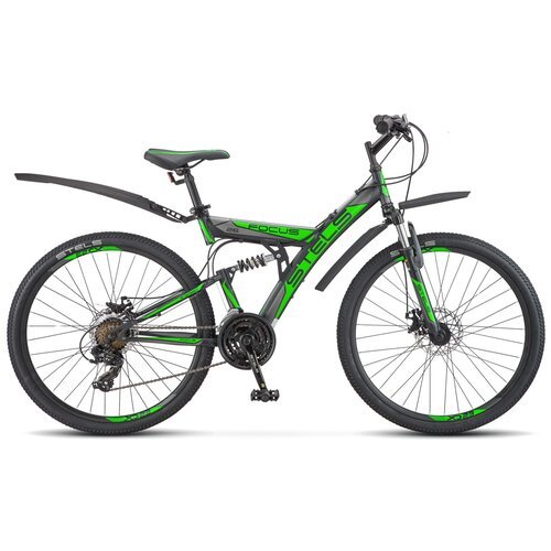 Горный (MTB) велосипед STELS Focus MD 21-sp 26 V010 (2020) черный/зеленый 18' (требует финальной сборки)