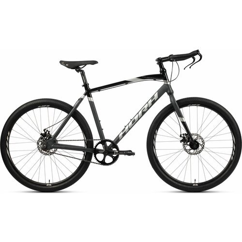 Велосипед городской HORH RHINO 27,5' (2023), ригид, взрослый, мужской, алюминиевая рама, 1 скорость, дисковые механические тормоза, цвет Light-Dark Grey, серый цвет, размер рамы 51 см, для роста 160-170 см