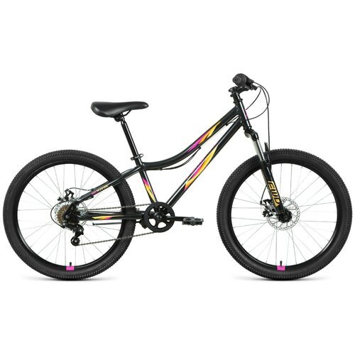 Велосипед FORWARD IRIS 24 2.0 D (24' 6 ск. рост. 12') 2022, черный/розовый, RBK22FW24732