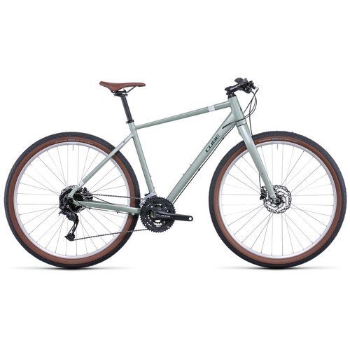 Дорожный велосипед Cube Hyde, год 2022, ростовка 21, цвет Зеленый-Серебристый