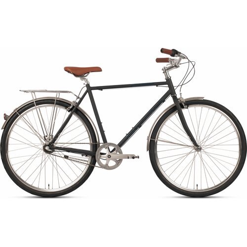 Велосипед городской HORH BLAKE (2023), ригид, взрослый, мужской, стальная рама, оборудование Shimano Nexus, 3 скорости, ободные тормоза, цвет Black, черный цвет, размер рамы L, для роста 180-190 см