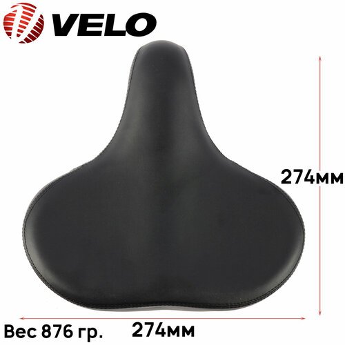 Седло комфортное Velo VL-8080, размер 274х274мм, с эластомерами, стальные рельсы, черно-серое