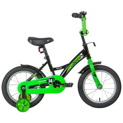 Детский велосипед Novatrack Strike 14 (2020) черный/зеленый 8' (требует финальной сборки)
