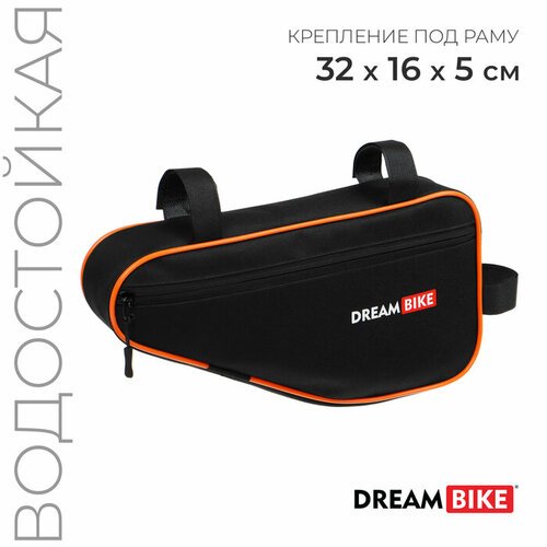 Велосумка Dream Bike под раму, 32х16х5, цвет чёрный/оранжевый