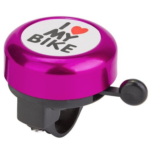 Звонок 45AE-04 'I love my bike' алюминий/пластик, чёрно-фиолетовый