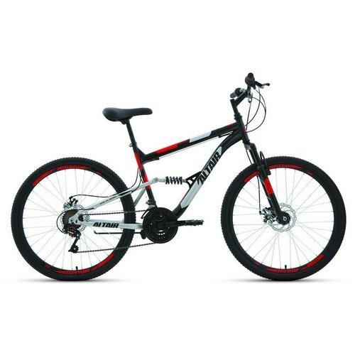 Велосипед ALTAIR MTB FS 26 2.0 D (26' 18 ск. рост. 16') 2022, черный/красный, RBK22AL26067