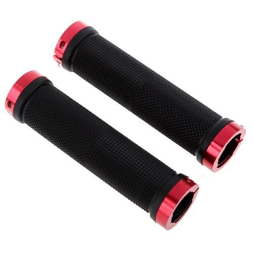 Грипсы велосипедные XH-G59BL, 130 мм, красные кольца, индивидуальная упаковка, черный, 150218