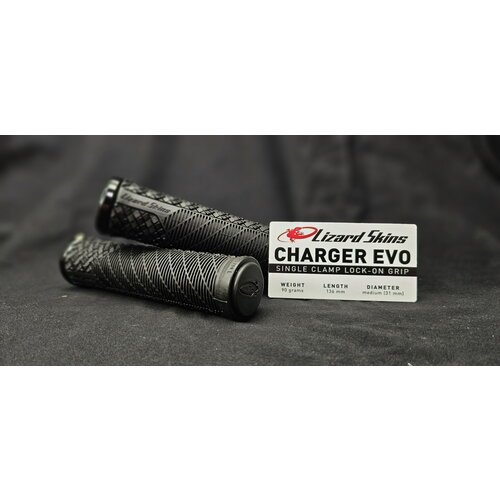 Грипсы (ручки) для руля велосипеда Lizard Skins Charger Evo, LOCK-ON, толщина - 31 мм, черные (Jet Black)