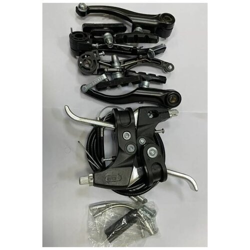 Набор V-brake ободной тормоз алюминиевый с тросом, колодками, ручками, черный