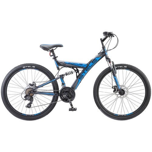 Городской велосипед STELS Focus MD 26 21-sp V010 (2018) черный/синий 18' (требует финальной сборки)