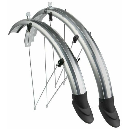 Крылья для велосипеда STELS 20' SP56A полноразмерные пластиковые серебристые, с брызговиками VELOSALE (item:010)