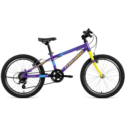 Горный (MTB) велосипед FORWARD Rise 20 2.0 (2019) фиолетовый/желтый 10.5' (требует финальной сборки)