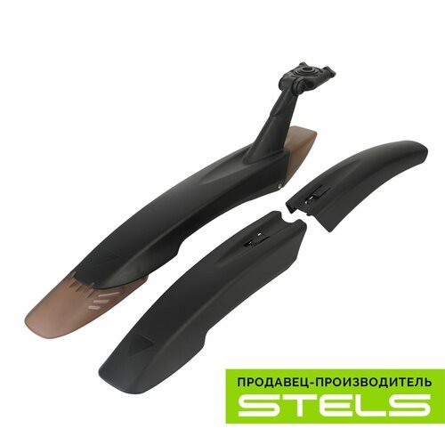Крылья для велосипеда STELS 24-26 дюйма XGNB-065 полуфэтбайк пластиковые чёрно-коричневые NEW (item:030)